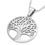 Large Sterling Silver Circular Tree of Life Pendant Necklace (For Both Men & Women) - 4