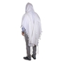 Talitnia Hermonit Traditional Wool Non-Slip Tallit Prayer Shawl (White and Silver) - 2