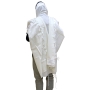 Talitnia Gilboa Pure Wool Traditional Non-Slip Tallit Prayer Shawl (White) - 5