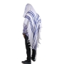 Talitnia Gilboa Pure Wool Traditional Tallit Prayer Shawl (Blue and Silver) - 4