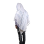 Talitnia Gilboa Pure Wool Traditional Tallit Prayer Shawl (Light Blue and Silver) - 2