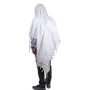 Talitnia Gilboa Pure Wool Traditional Non-Slip Tallit Prayer Shawl (White and Silver) - 2