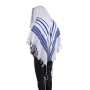 Talitnia Hadar Wool Blend Traditional Tallit Prayer Shawl (Blue and Silver) - 2