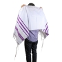 Talitnia Acrylic Wool Traditional Tallit Prayer Shawl (Purple and Gold Stripes) - 2