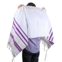 Talitnia Acrylic Wool Traditional Tallit Prayer Shawl (Purple and Gold Stripes) - 1