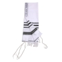 Talitnia Acrylic Wool Traditional Tallit Prayer Shawl (Black and Silver Stripes) - 3