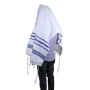Talitnia Acrylic Wool Traditional Tallit Prayer Shawl  (Blue and Silver Stripes) - 3