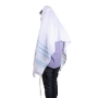 Talitnia Acrylic Wool Traditional Tallit Prayer Shawl (Light Blue and Silver Stripes) - 6