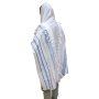 Talitnia Acrylic Wool Traditional Tallit Prayer Shawl (Light Blue and Silver Stripes) - 2