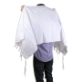 Talitnia Acrylic Wool Traditional Tallit Prayer Shawl (White and Silver Stripes) - 2
