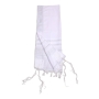Talitnia Acrylic Wool Traditional Tallit Prayer Shawl (White and Silver Stripes) - 3