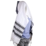 Talitnia Carmel Wool Tallit Prayer Shawl (White and Black) - 2