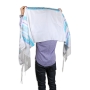 Talitnia Wool Tallit Prayer Shawl with Jerusalem Design (Light Blue) - 3