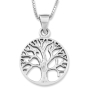 Sterling Silver Round Tree of Life Pendant Necklace (For Both Men & Women) - 1