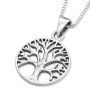 Sterling Silver Round Tree of Life Pendant Necklace (For Both Men & Women) - 4