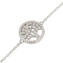 925 Sterling Silver Tree of Life Bracelet with Ring White Zircon Stones – Rhodium Plated - 1