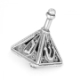 Shoham Yemenite Art Small Handcrafted Sterling Silver Filigreed Triangular Dreidel - 2