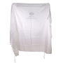 Large Priestly Blessing Embroidered Prayer Shawl - Silver Stripes - 4