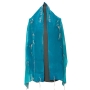Galilee Silks Turquoise Tallit with Waves for Women - 1