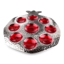 Hammered Pomegranate-Shaped Rosh Hashanah Simanim Plate with Red Enamel - 2