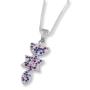 Sterling Silver and Zircon Grafted-In Pendant - Blue and Pink - 1