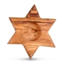 Olive Wood Handcrafted Star of David Candle Holders - 3
