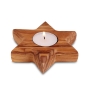 Olive Wood Handcrafted Star of David Candle Holders - 2