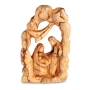 Olive Wood Hand-Carved Holy Family and Star of Bethlehem Figurine - 1