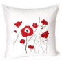 Wild Red Anemones Cushion by Barbara Shaw - 1
