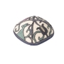 Yair Emanuel Hand Embroidered Abstract Nature Cotton Kippah (Green and Blue) - 1