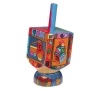 Yair Emanuel Hand Painted Wooden Dreidel with Children’s Toy Design and Stand - 1