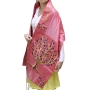 Yair Emanuel Embroidered Poly Silk Tallit (Prayer Shawl) Set With Tree of Life Design (Pink) - 2