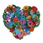 Yair Emanuel Hand-Painted Heart With Flowers Metal Cut-Out  - 1