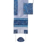 Yair Emanuel 'Tallisack' Blue Embroidered Floral Prayer Shawl Set with Matching Bag & Kippah - 1
