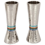 Yair Emanuel Textured Nickel Conical Candlesticks - 1