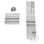 Yair Emanuel Designer Hand-woven Tallit (Prayer Shawl) Set – Gray - 1