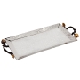 Yair Emanuel Stainless Steel Tray with Pomegranate Design & Hammered Finish - 1