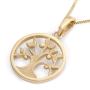 14K Gold Round Tree of Life Pendant Necklace (Choice of Color) - 4