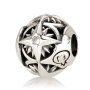 Emuna Studio Rhodium Plated Silver Round Star of Bethlehem Bead Charm with CZ - 1