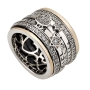 Sterling Silver, 9K Gold and Cubic Zirconia Traditional Symbols and Classic Verses Hebrew Spinning Ring - 1