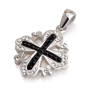 Rhodium Plated Sterling Silver Jerusalem Cross Pendant with Crystal Stones (Choice of Colors) - 4
