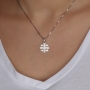 Rhodium Plated Sterling Silver Jerusalem Cross Pendant with Cubic Zirconia  - 2