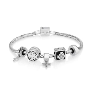 Marina Jewelry Sterling Silver Five Christian Charms Bracelet