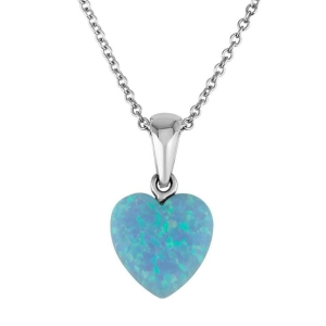 Marina Jewelry Sterling Silver and Opal Heart Pendant Necklace