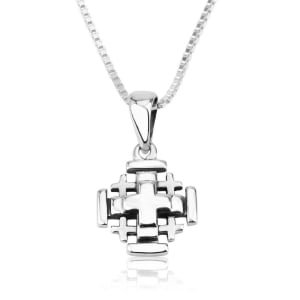 Solid 925 Sterling Silver Layered Jerusalem Cross Necklace