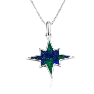 Marina Jewelry Sterling Silver and Eilat Stone Star of Bethlehem Necklace