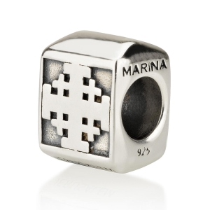 Marina Jewelry Sterling Silver Jerusalem Cross Square Bead Charm