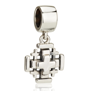 Marina Jewelry Sterling Silver Multi-Dimensional Jerusalem Cross Pendant Charm