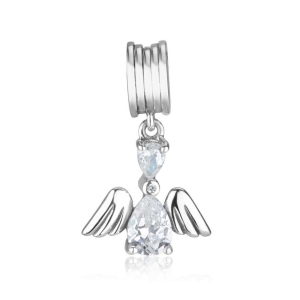 Marina Jewelry Sterling Silver Angel Pendant Charm with Gemstone and Cubic Zirconia