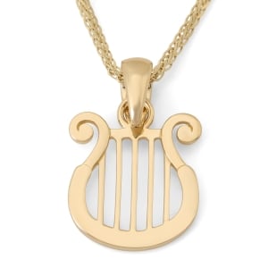 14K Gold David's Harp Pendant